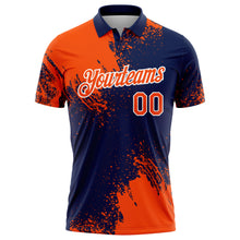 Load image into Gallery viewer, Custom Orange Navy-White 3D Pattern Design Abstract Brush Stroke Performance Polo Shirt