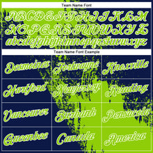 Load image into Gallery viewer, Custom Neon Green Navy-White 3D Pattern Design Abstract Brush Stroke Performance Polo Shirt