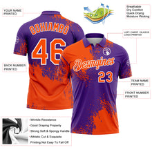Load image into Gallery viewer, Custom Orange Purple-White 3D Pattern Design Abstract Brush Stroke Performance Polo Shirt