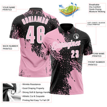 Load image into Gallery viewer, Custom Light Pink Black-White 3D Pattern Design Abstract Brush Stroke Performance Polo Shirt