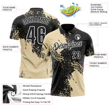 Load image into Gallery viewer, Custom Cream Black-White 3D Pattern Design Abstract Brush Stroke Performance Polo Shirt
