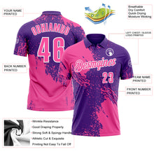 Load image into Gallery viewer, Custom Pink Purple-White 3D Pattern Design Abstract Brush Stroke Performance Polo Shirt