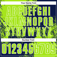 Load image into Gallery viewer, Custom Neon Green Navy-White 3D Pattern Design Abstract Brush Stroke Performance Polo Shirt