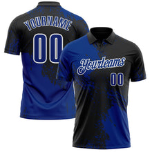 Load image into Gallery viewer, Custom Royal Black-White 3D Pattern Design Abstract Brush Stroke Performance Polo Shirt