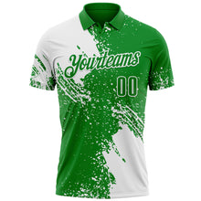 Load image into Gallery viewer, Custom White Grass Green 3D Pattern Design Abstract Brush Stroke Performance Polo Shirt