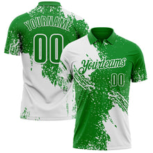 Load image into Gallery viewer, Custom White Grass Green 3D Pattern Design Abstract Brush Stroke Performance Polo Shirt