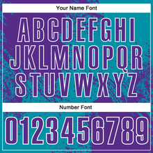 Load image into Gallery viewer, Custom Purple Teal-White 3D Pattern Design Abstract Brush Stroke Performance Polo Shirt