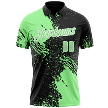 Load image into Gallery viewer, Custom Pea Green Black-White 3D Pattern Design Abstract Brush Stroke Performance Polo Shirt