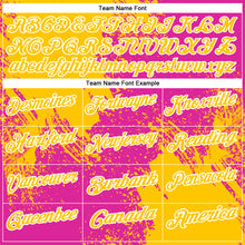 Load image into Gallery viewer, Custom Yellow Deep Pink-White 3D Pattern Design Abstract Brush Stroke Performance Polo Shirt