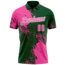 Load image into Gallery viewer, Custom Pink Green-White 3D Pattern Design Abstract Brush Stroke Performance Polo Shirt