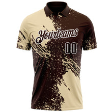 Load image into Gallery viewer, Custom Cream Brown-White 3D Pattern Design Abstract Brush Stroke Performance Polo Shirt