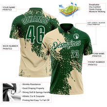 Load image into Gallery viewer, Custom Cream Green-White 3D Pattern Design Abstract Brush Stroke Performance Polo Shirt