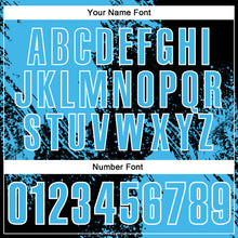 Load image into Gallery viewer, Custom Sky Blue Black-White 3D Pattern Design Abstract Brush Stroke Performance Polo Shirt