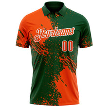 Load image into Gallery viewer, Custom Orange Green-White 3D Pattern Design Abstract Brush Stroke Performance Polo Shirt
