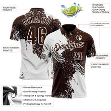 Load image into Gallery viewer, Custom White Brown 3D Pattern Design Abstract Brush Stroke Performance Polo Shirt