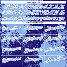 Load image into Gallery viewer, Custom Light Blue Dark Purple-White 3D Pattern Design Abstract Brush Stroke Performance Polo Shirt