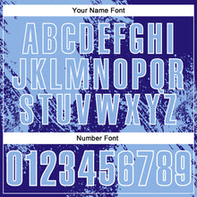 Load image into Gallery viewer, Custom Light Blue Dark Purple-White 3D Pattern Design Abstract Brush Stroke Performance Polo Shirt