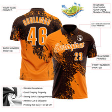 Load image into Gallery viewer, Custom Bay Orange Brown-White 3D Pattern Design Abstract Brush Stroke Performance Polo Shirt