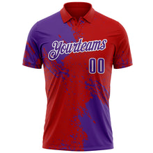 Load image into Gallery viewer, Custom Purple Red-White 3D Pattern Design Abstract Brush Stroke Performance Polo Shirt
