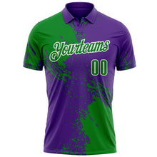 Load image into Gallery viewer, Custom Grass Green Purple-White 3D Pattern Design Abstract Brush Stroke Performance Polo Shirt