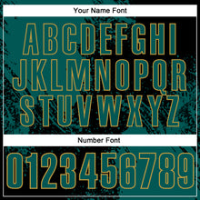 Load image into Gallery viewer, Custom Midnight Green Black-Old Gold 3D Pattern Design Abstract Brush Stroke Performance Polo Shirt