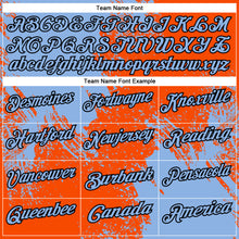 Load image into Gallery viewer, Custom Light Blue Orange-Black 3D Pattern Design Abstract Brush Stroke Performance Polo Shirt