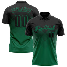Load image into Gallery viewer, Custom Black Kelly Green 3D Gradient Square Shape Performance Polo Shirt