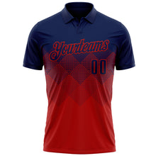 Load image into Gallery viewer, Custom Navy Red 3D Gradient Square Shape Performance Polo Shirt