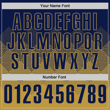 Load image into Gallery viewer, Custom Navy Old Gold 3D Gradient Square Shape Performance Polo Shirt