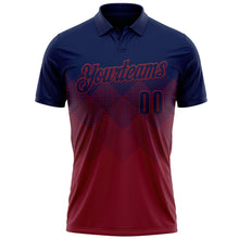 Load image into Gallery viewer, Custom Navy Crimson 3D Gradient Square Shape Performance Polo Shirt