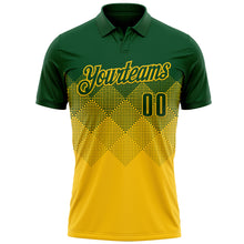 Load image into Gallery viewer, Custom Green Yellow 3D Gradient Square Shape Performance Polo Shirt