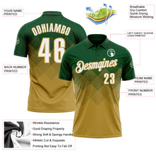 Load image into Gallery viewer, Custom Green White-Old Gold 3D Gradient Square Shape Performance Polo Shirt