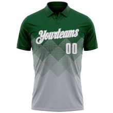 Load image into Gallery viewer, Custom Green White-Gray 3D Gradient Square Shape Performance Polo Shirt