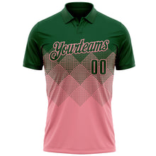 Load image into Gallery viewer, Custom Green Medium Pink 3D Gradient Square Shape Performance Polo Shirt