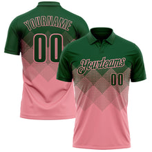Load image into Gallery viewer, Custom Green Medium Pink 3D Gradient Square Shape Performance Polo Shirt