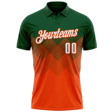 Load image into Gallery viewer, Custom Green White-Orange 3D Gradient Square Shape Performance Polo Shirt