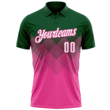 Load image into Gallery viewer, Custom Green White-Pink 3D Gradient Square Shape Performance Polo Shirt