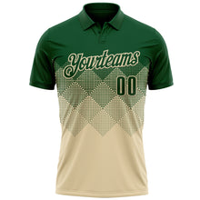 Load image into Gallery viewer, Custom Green Cream 3D Gradient Square Shape Performance Polo Shirt