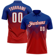 Load image into Gallery viewer, Custom Royal White-Red 3D Gradient Square Shape Performance Polo Shirt