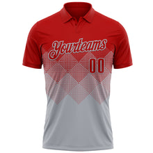 Load image into Gallery viewer, Custom Red Gray 3D Gradient Square Shape Performance Polo Shirt