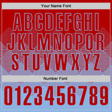 Load image into Gallery viewer, Custom Red Light Blue 3D Gradient Square Shape Performance Polo Shirt