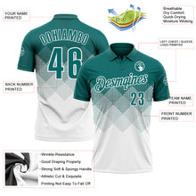 Load image into Gallery viewer, Custom Teal White 3D Gradient Square Shape Performance Polo Shirt