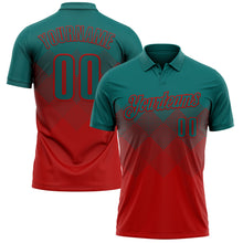 Load image into Gallery viewer, Custom Teal Red 3D Gradient Square Shape Performance Polo Shirt