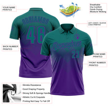 Load image into Gallery viewer, Custom Teal Purple 3D Gradient Square Shape Performance Polo Shirt