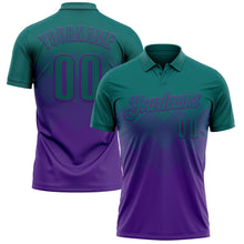 Load image into Gallery viewer, Custom Teal Purple 3D Gradient Square Shape Performance Polo Shirt
