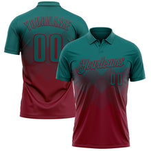 Load image into Gallery viewer, Custom Teal Crimson 3D Gradient Square Shape Performance Polo Shirt