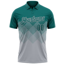 Load image into Gallery viewer, Custom Teal Gray 3D Gradient Square Shape Performance Polo Shirt