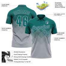 Load image into Gallery viewer, Custom Teal Gray 3D Gradient Square Shape Performance Polo Shirt