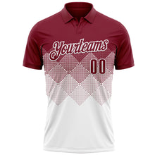 Load image into Gallery viewer, Custom Crimson White 3D Gradient Square Shape Performance Polo Shirt