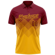 Load image into Gallery viewer, Custom Crimson Gold 3D Gradient Square Shape Performance Polo Shirt